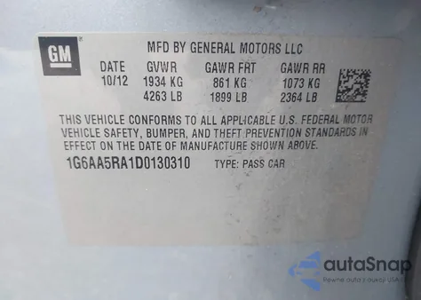 2013 Cadillac Ats Standard from USA, damaged, VIN 1G6AA5RA1D0130310